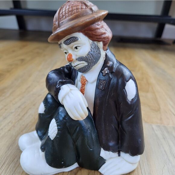 💜Vintage Emmett Kelly Jr. Hobo Ceramic Music Box Figurine